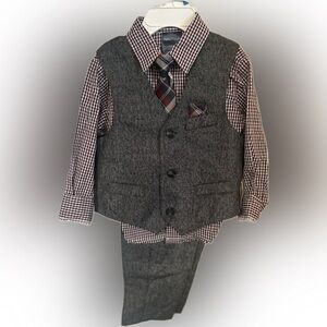 Nautica Boys' Plaid Shirt and Tie Set